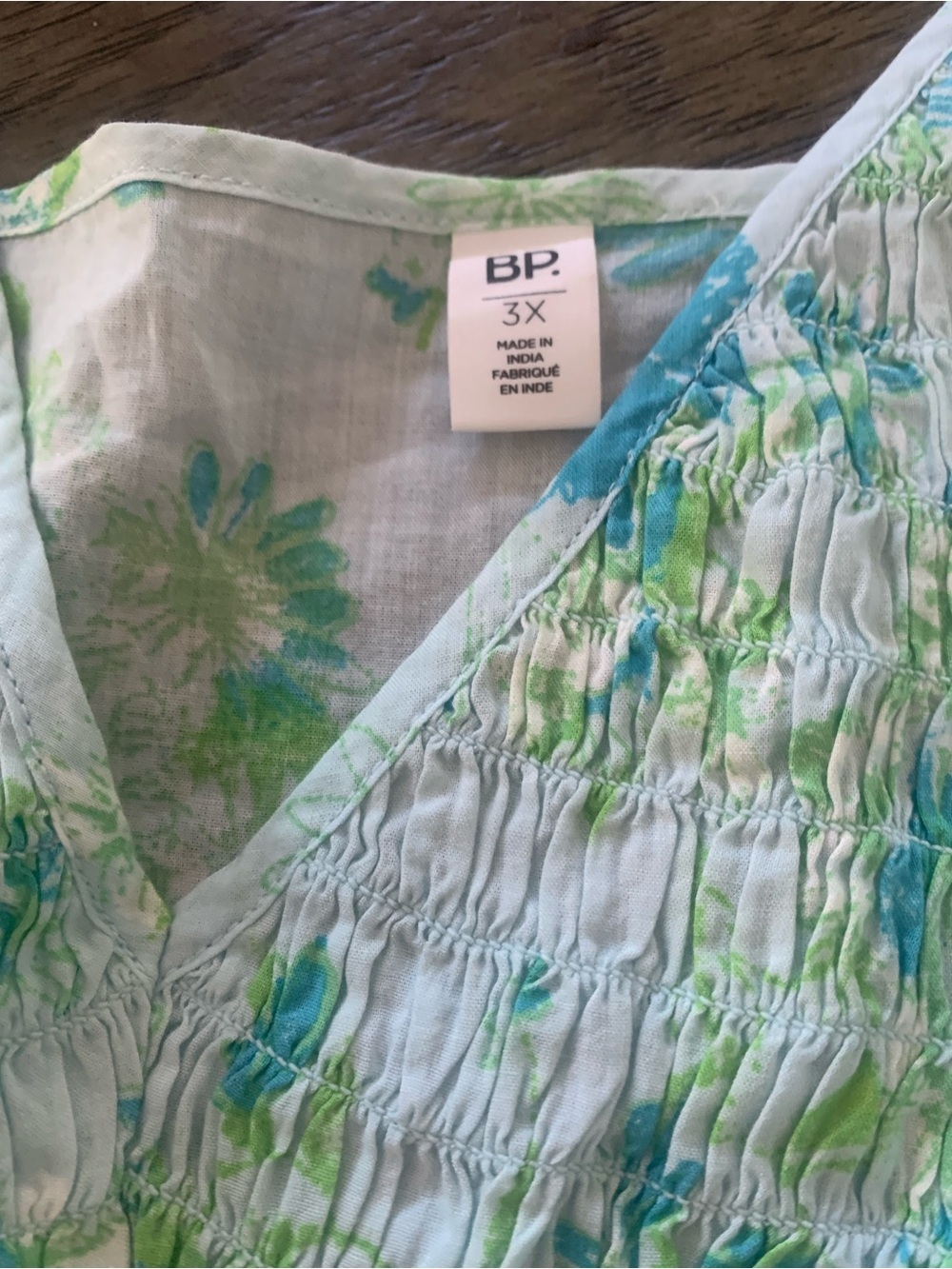 NWT Daisy Belles 3X Green Blue Floral Smocked Babydoll Tank Top - Picture 5 of 5
